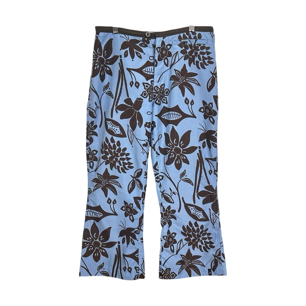 Royal Robbins Women's Sz 6 Blue Brown Pants Cropped Capri Tropical Lightweight